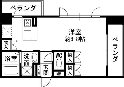 アークアベニュー梅田北-1K(83329813)の間取り図