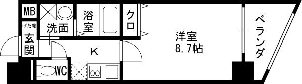 カスタリア新梅田-1K(102529372)の間取り図