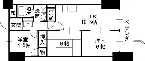 おおきに大阪天満サニーアパートメント-3LDK(85233378)の間取り図