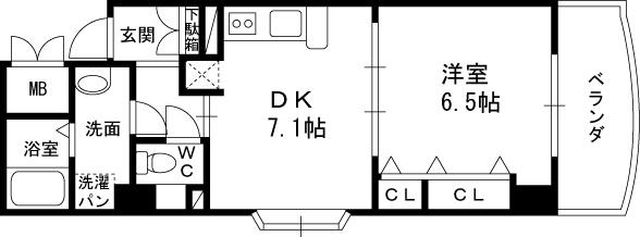 ノルデンタワー天神橋アネックス-1DK(83307471)の間取り図