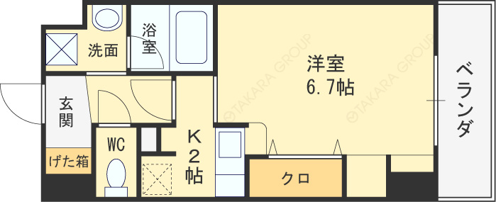 ベルエアー-1K(88381903)の間取り図