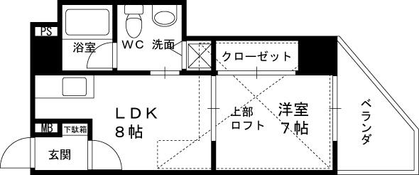 Ｔ’ｓ　ＳＱＵＡＲＥ天神橋-1DK(84429794)の間取り図