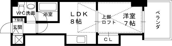 Ｔ’ｓ　ＳＱＵＡＲＥ天神橋-1DK(87955675)の間取り図