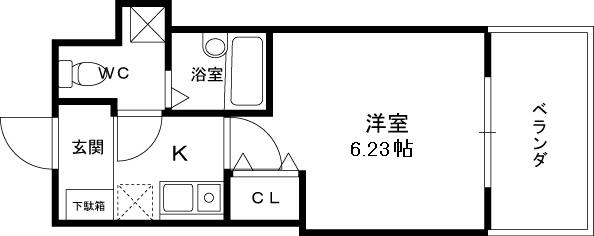 ニューシティアパートメンツ西天満-1K(92074188)の間取り図