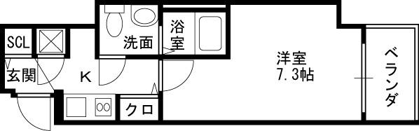 ロイヤルレジデンス北梅田-1K(102672565)の間取り図