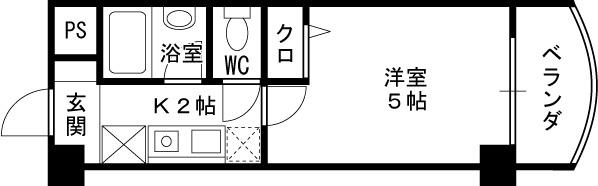 ノルデンハイムリバーサイド天神橋-1K(83307035)の間取り図