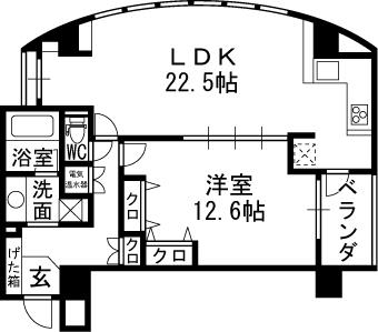 グレンパーク梅田北-1LDK(83325495)の間取り図