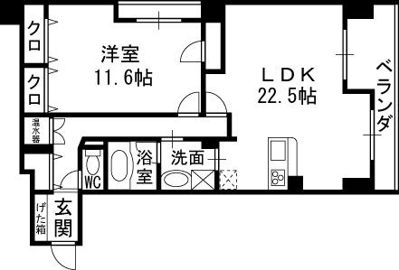 グレンパーク梅田北-1LDK(83325811)の間取り図