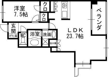 グレンパーク梅田北-1LDK(83325437)の間取り図