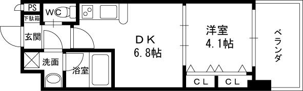 Ｃｈｏｅｉ６５　プレジオ中津-1DK(104046004)の間取り図