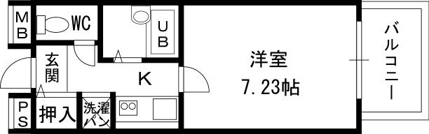 エバースクエア同心-1K(89010934)の間取り図