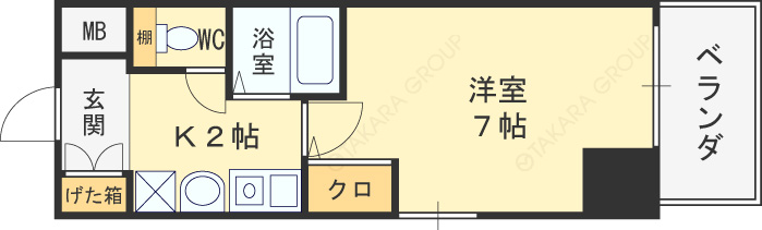 エスリード南森町駅前-1K(94590097)の間取り図