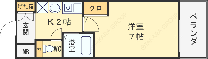 エスリード南森町駅前-1K(101862890)の間取り図