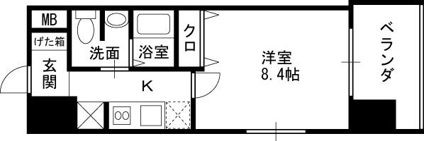 グランカーサ梅田北-1K(93815120)の間取り図