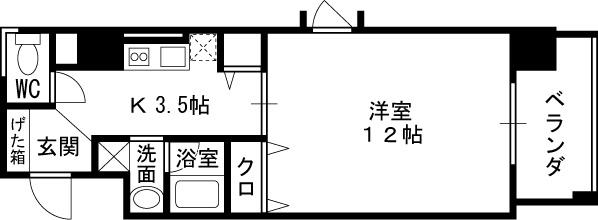 ＫＨＫコート西野田-1K(87825817)の間取り図