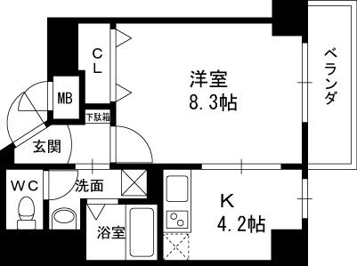 ｗｉｌｌＤｏ南森町-1K(87704646)の間取り図