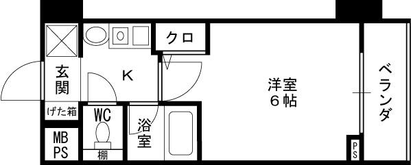 エスリード同心第３-1K(103228337)の間取り図