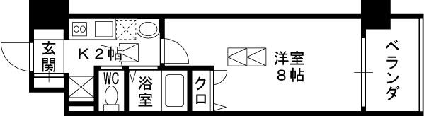 ＣＩＴＹ　ＳＰＩＲＥ北梅田-1K(96790911)の間取り図