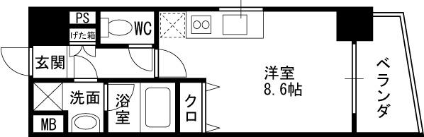 Ｓ－ＲＥＳＩＤＥＮＣＥ福島Ｌｕｘｅ-1K(101976861)の間取り図