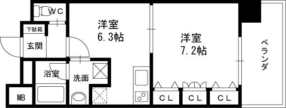 レジュールアッシュ福島-1DK(90712791)の間取り図