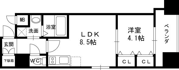 福島プライマリーワン-1LDK(88381372)の間取り図