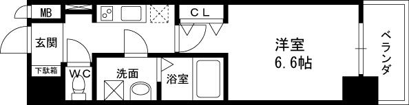 アーバンフラッツ鷺洲-1K(101800818)の間取り図