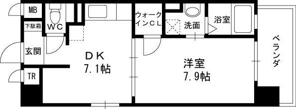 ビバーチェ鷺洲-1DK(87441281)の間取り図