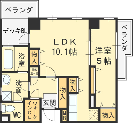 アースブルージュ-1LDK(104993267)の間取り図