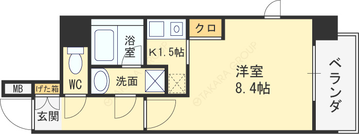 アーデン西天満-1K(103253992)の間取り図