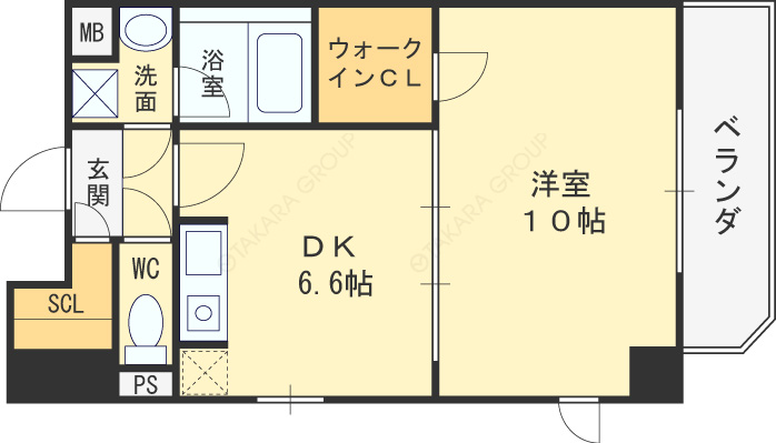 アーデン西天満-1DK(103362748)の間取り図