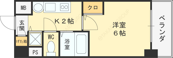 プレサンス天神橋ディオレ-1K(81144897)の間取り図