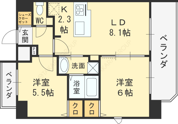 プレサンス天満橋アンジェ-2LDK(75725616)の間取り図