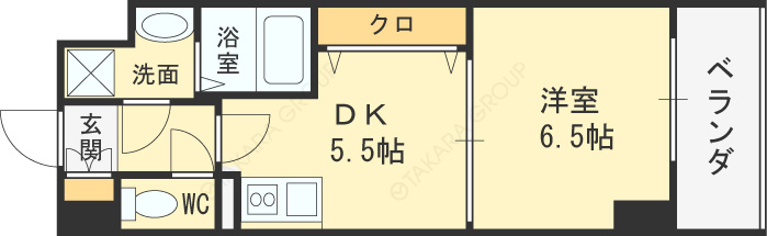 ＳーＦＯＲＴ福島ＥＢＩＥ-1DK(97203061)の間取り図