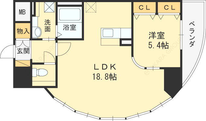 ＬａＳａｎｔｅ　梅田北-1LDK(89117545)の間取り図