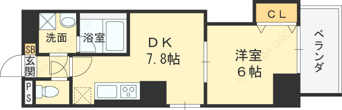 サンマルベリー扇町-1DK(102971152)の間取り図